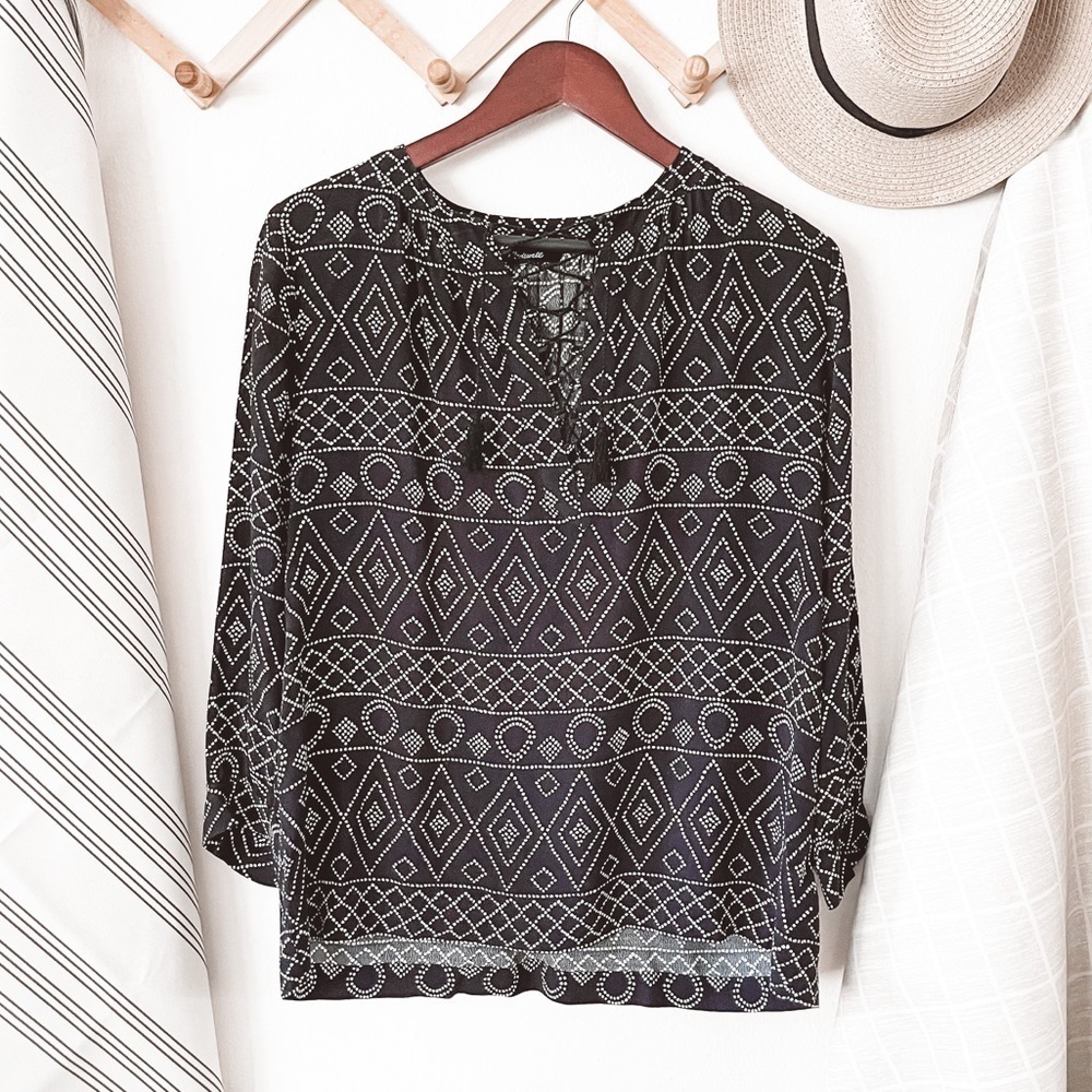 Madewell Lace-Up Peasant Top in Caravan Print